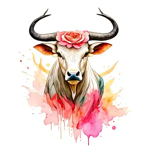libra scales and feminine taurus bull tattoo design idea