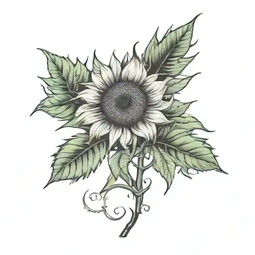 Christmas Eve marijuana and sunflower flower made tattoo design idea