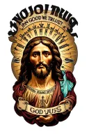 jesus in god we trust tattoo design idea