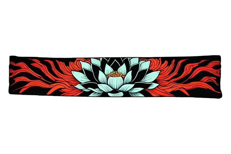 wrist band medieval, mystic, japanese, lotus flower tattoo design idea