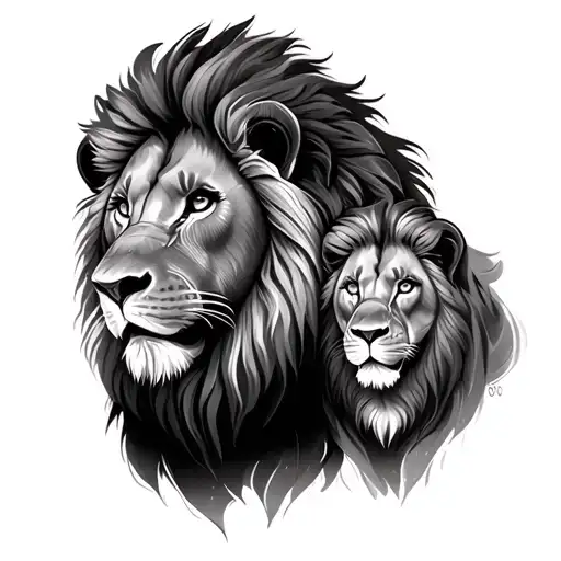 Father And Son Lion tattoo design idea