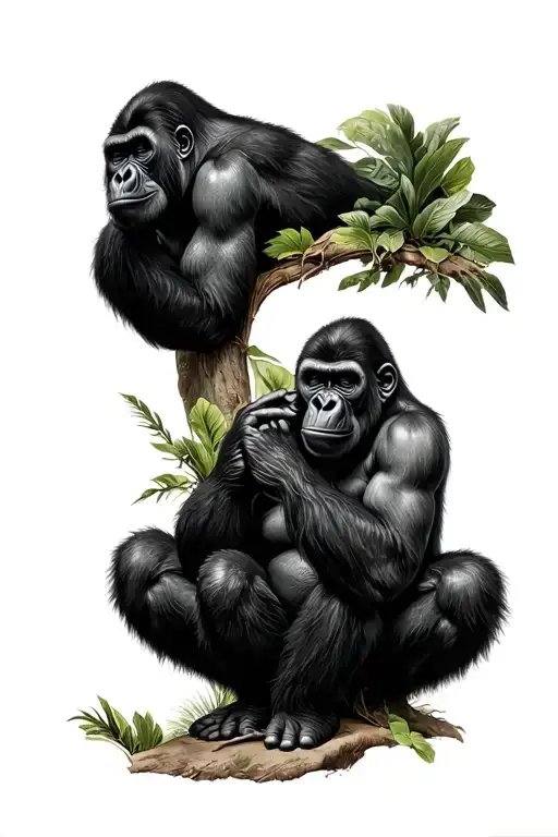 see no evil hear no evil speak no evil gorillas tattoo design idea