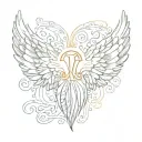 baby foot print and angel wings and name serenity prayer written tattoo design idea