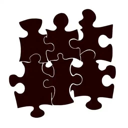 A tattoo stencil ofe a five-piece jigsaw puzzle that represents a family of five. Two pieces are missing because two fam tattoo design idea