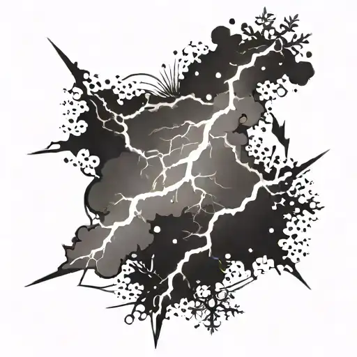 lightning and snowflakes tattoo design idea