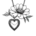 heart shaped locket with flower in it tattoo design idea