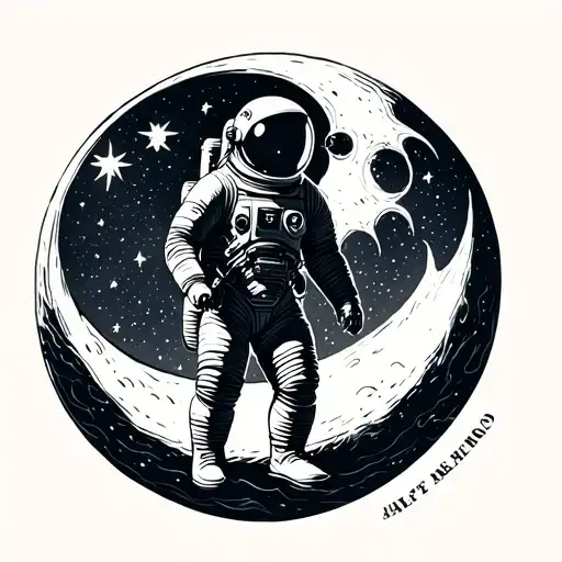 Astronaut on Half moon tattoo design idea