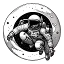 Astronaut on Half moon tattoo design idea