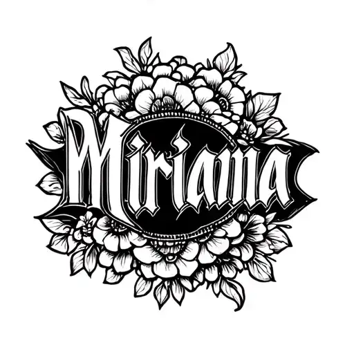"Miriana" Lettering Chicano style tattoo tattoo design idea