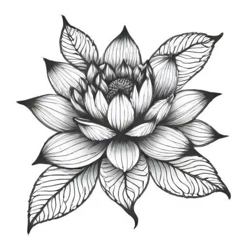 5 leaf lotus flower tattoo design idea