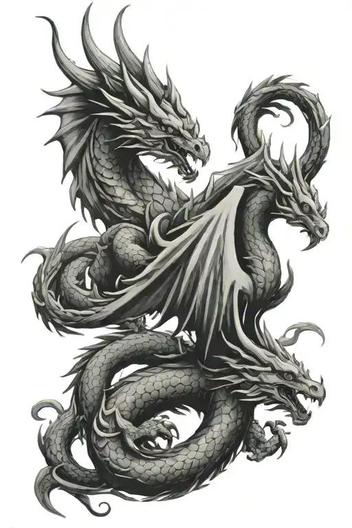 dragon and Phoenix  tattoo design idea
