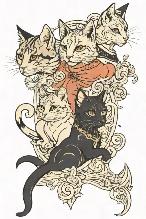 Three Fates as Cats  tattoo design idea