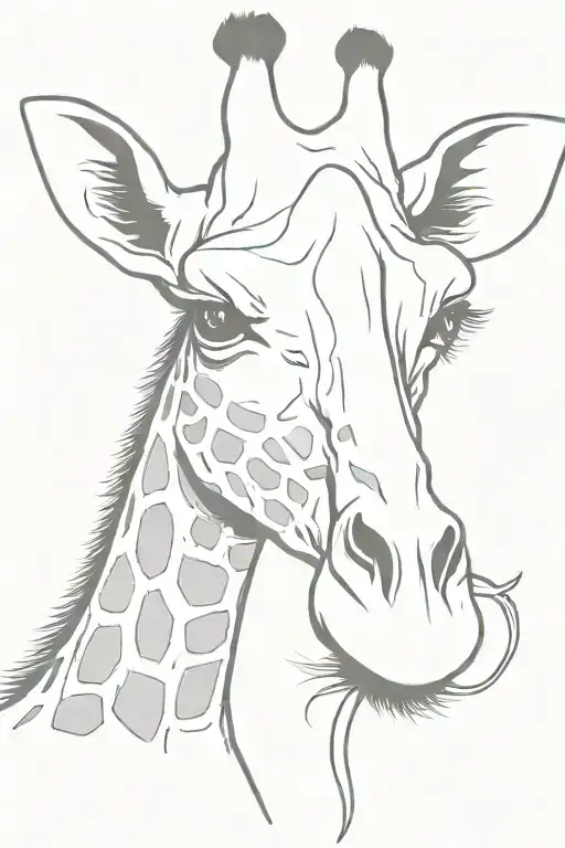 minimalist giraffe brushing its teeth tattoo design idea