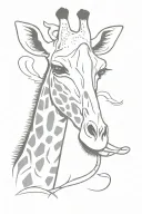 minimalist giraffe brushing its teeth tattoo design idea