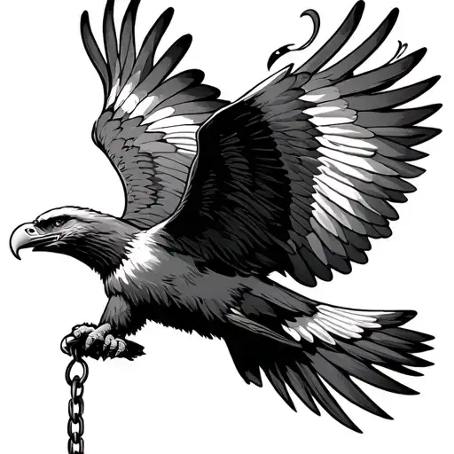 broken chain with flying eagle soaring tattoo design idea