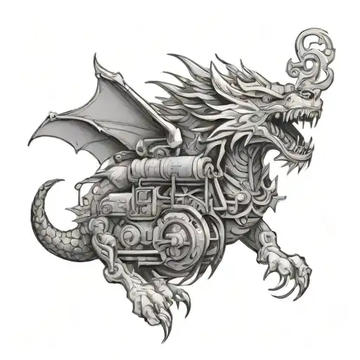 wolf dragon truck tattoo design idea