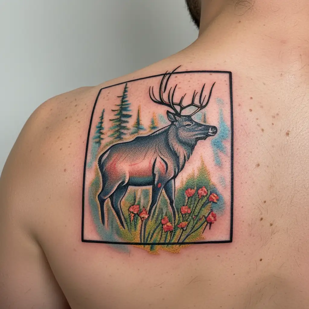 Rosevelt Elk hunting  tattoo design idea