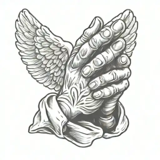 Italian soldier praying hands tattoo design idea