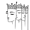 3 faces with a crown tattoo design idea