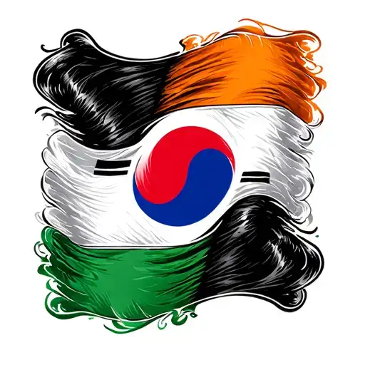 Korean Irish flag intertwined tattoo design idea