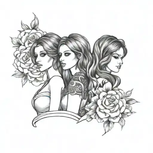 matching sisters tattoo design idea