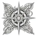 Create a design for a compass rose tattoo inspired by the work of Hans Ruedi Giger. tattoo design idea
