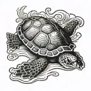 turtle swimming gracefully tattoo design idea