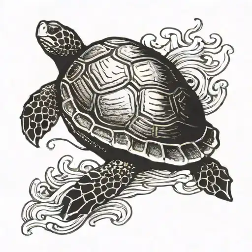 turtle swimming gracefully tattoo design idea