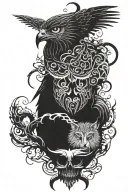 symbolize a wise protector who is blessed and faithful, embodying qualities of intelligence, guardianship, and virtue. tattoo design idea