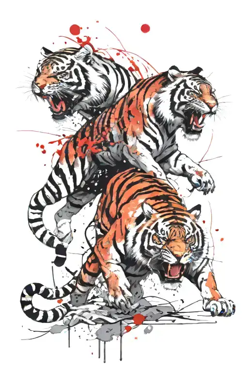 tiger fighting tattoo design idea