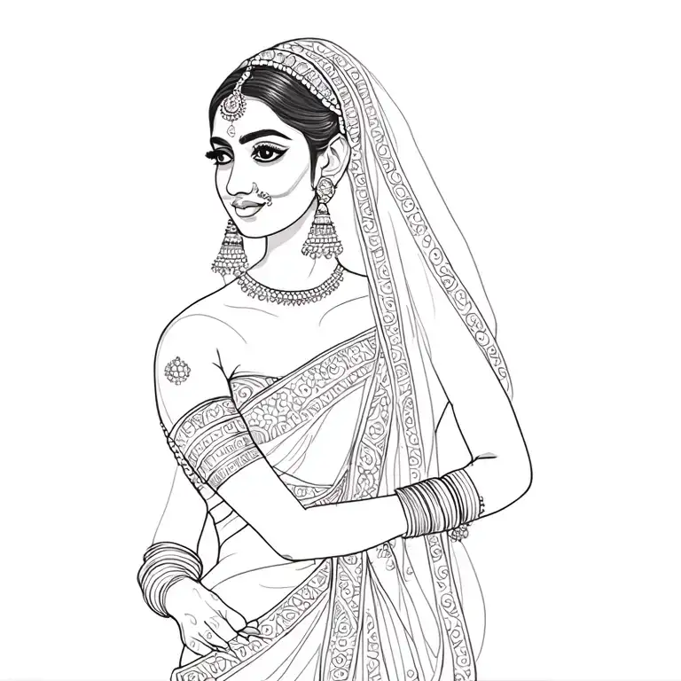 an indian bride tattoo design idea