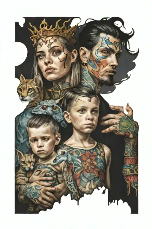 siblings protector of his family tattoo design idea