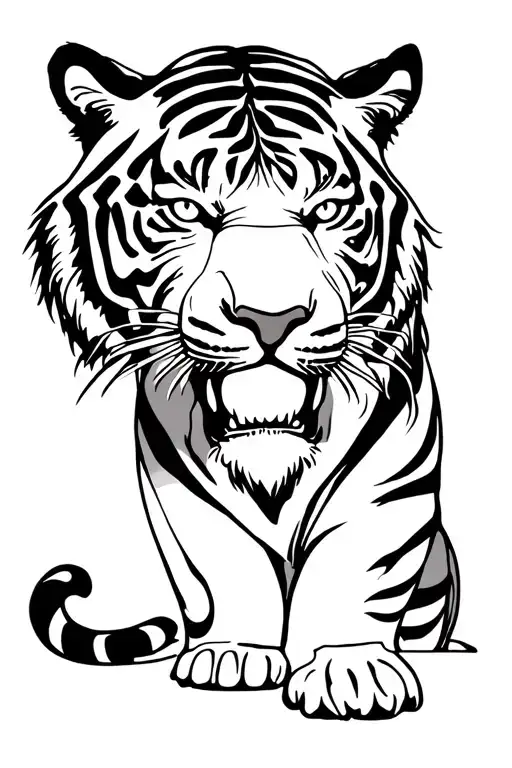 tiger is searching for alcohol drink tattoo design idea