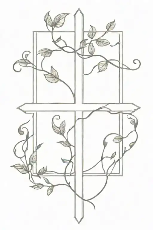 cross with vines growing tattoo design idea