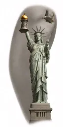 Statue of Liberty with eagle and liberty bell tattoo design idea