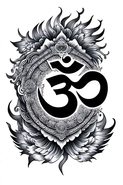 Buddhist inspired mandala om vajra shooting energy tattoo design idea
