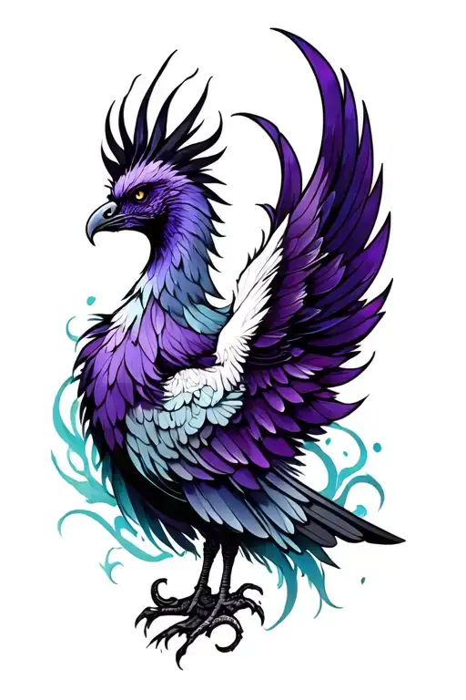 phoenix purple aqua tattoo design idea