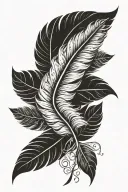 feathers and first name Basile tattoo design idea