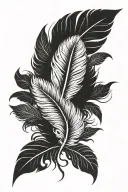 feathers and first name Basile tattoo design idea