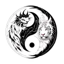 yin yang symbol formed by a black dragon and a white tiger tattoo design idea