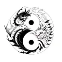 yin yang symbol formed by a black dragon and a white tiger tattoo design idea