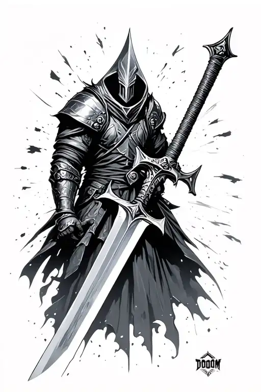 Crucible Sword Doom Slayer game tattoo design idea