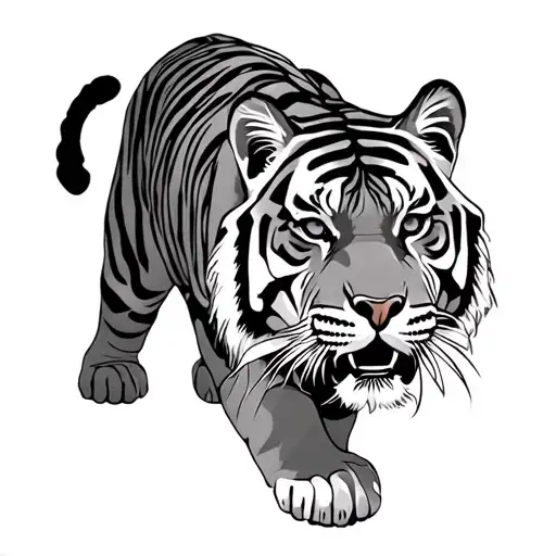tiger walking sideway tattoo design idea