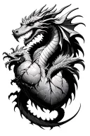 heart wit ice dragon flying tattoo design idea