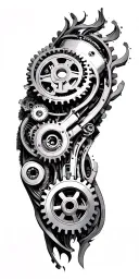 biomechanical gears and machinery mixed into biology of arm tattoo design idea