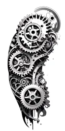 biomechanical gears and machinery mixed into biology of arm tattoo design idea