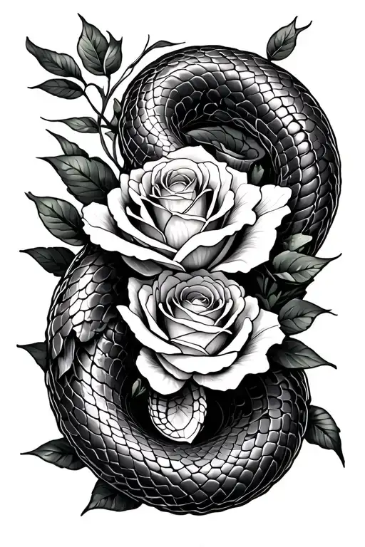 "snake and rose" Taiwanese tattoo design idea
