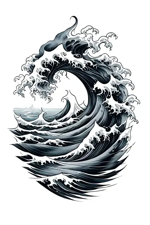 compas neptun waves forming the shape tattoo design idea