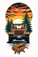 Jeep driving on a winding tattoo design idea