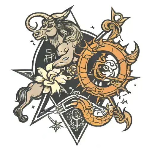 sagittarius and capricorn symbol tattoo design idea